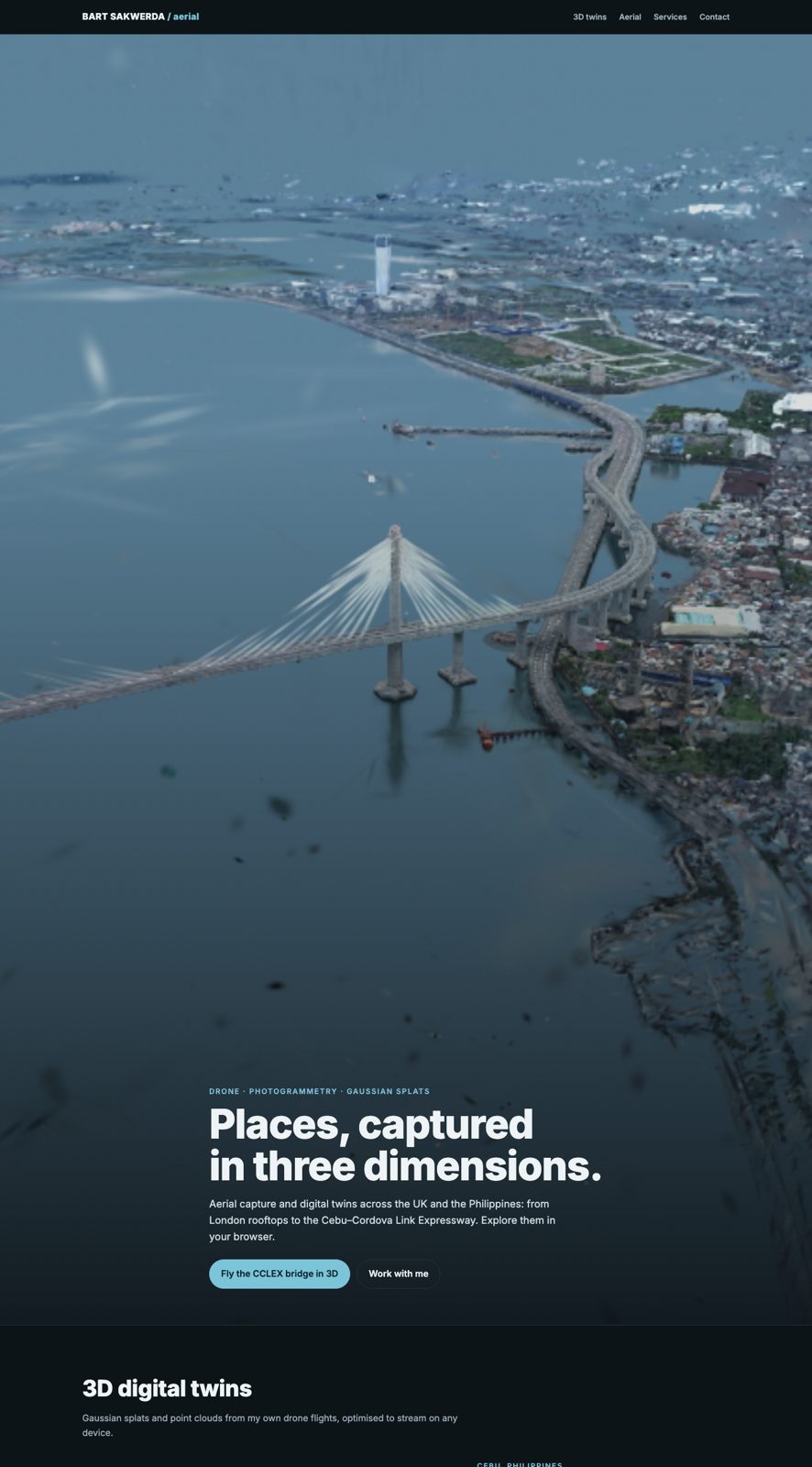 Screenshot of the drone portfolio home page