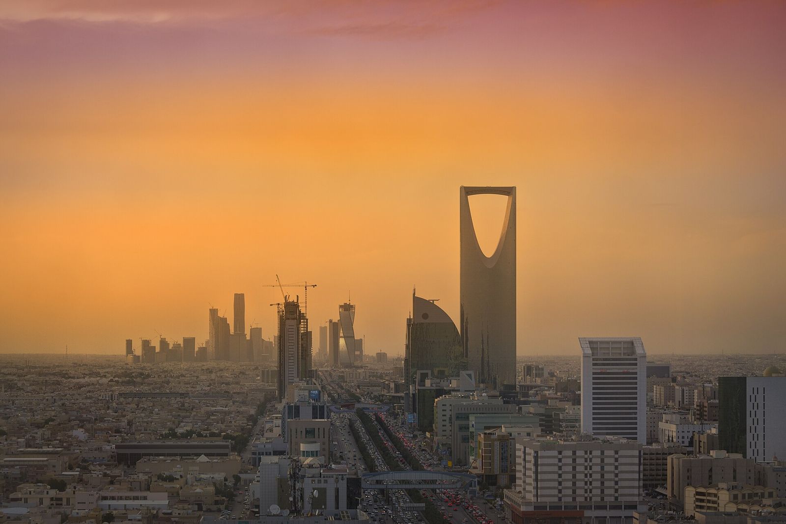 Riyadh skyline with KAFD and Kingdom Centre