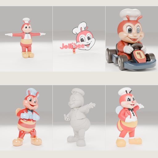 Six 3D Jollibees from 2023 to 2026