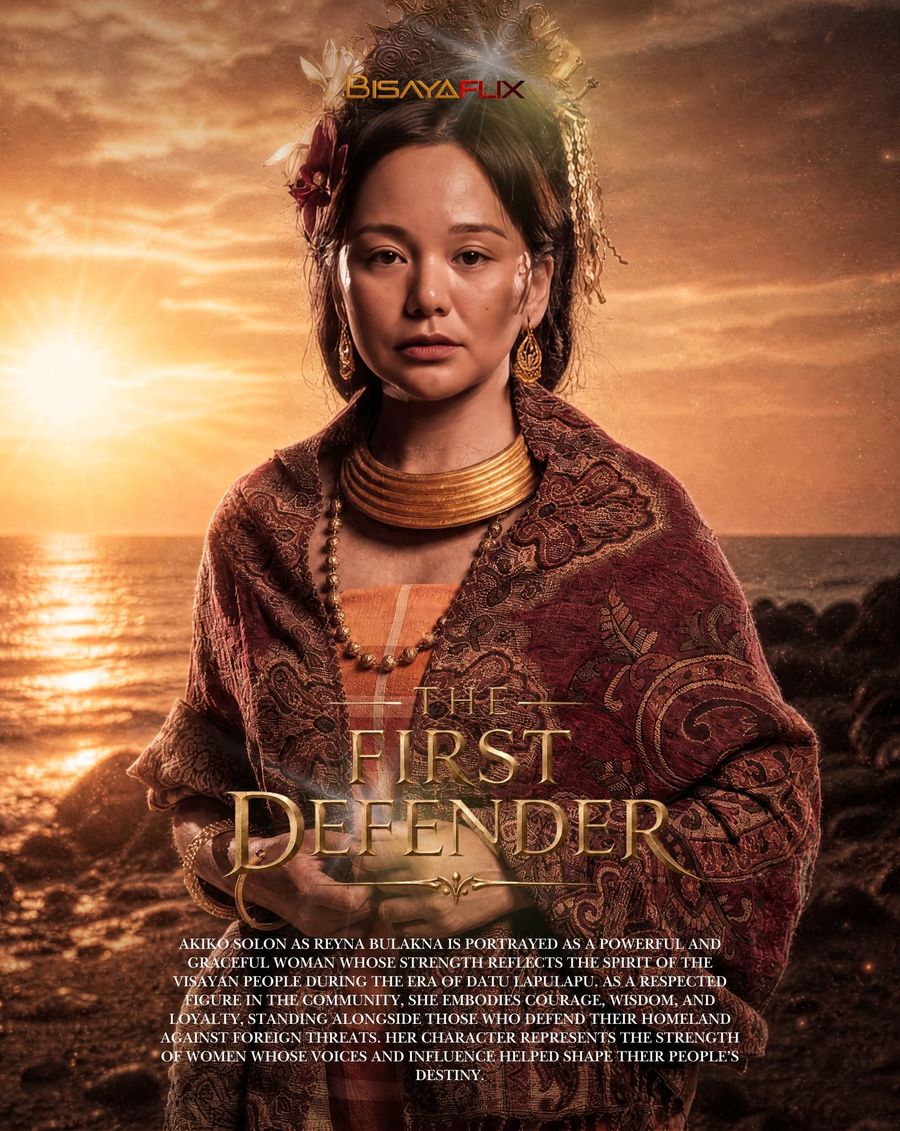 Character poster: Akiko Solon as Reyna Bulakna, at sunset by the sea