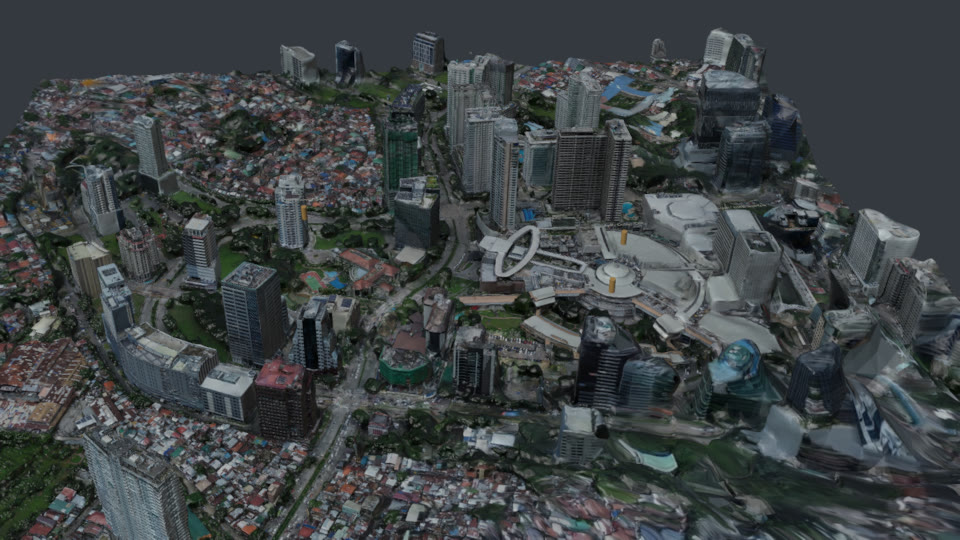 Cebu Business Park from above in the Ayala Center Cebu twin: towers, the mall's rotunda and the streets around it