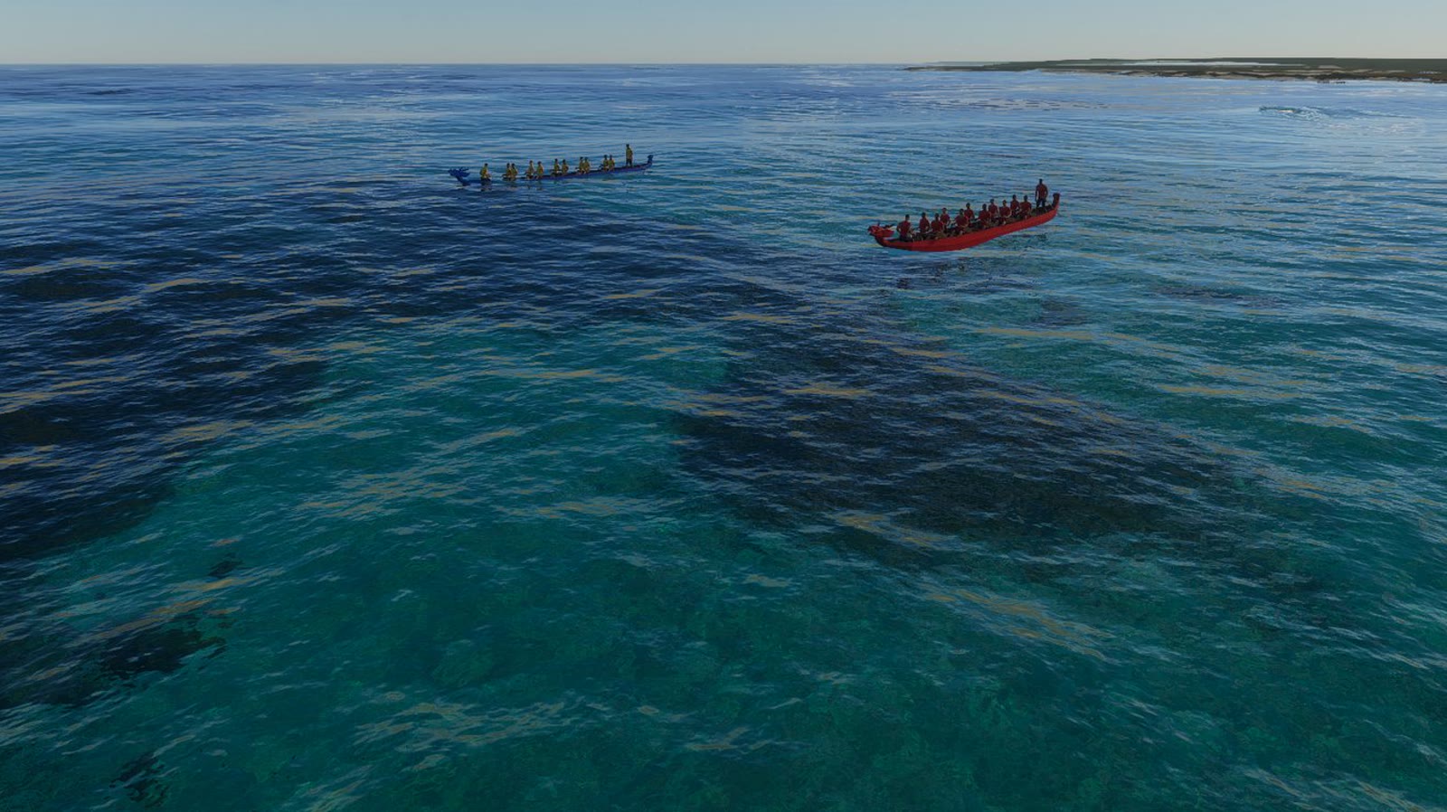 Two dragon boat crews at the start line off Hadsan beach