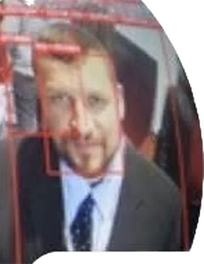 Bart Sakwerda in a CCTV frame with face-detection boxes