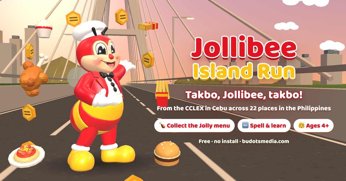 Jollibee Island Run share image: Jollibee on the CCLEX bridge at golden hour
