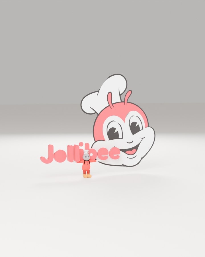 The Jollibee logo head extruded into 3D for AR
