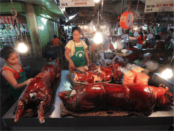 Lechon stalls in Carcar public market