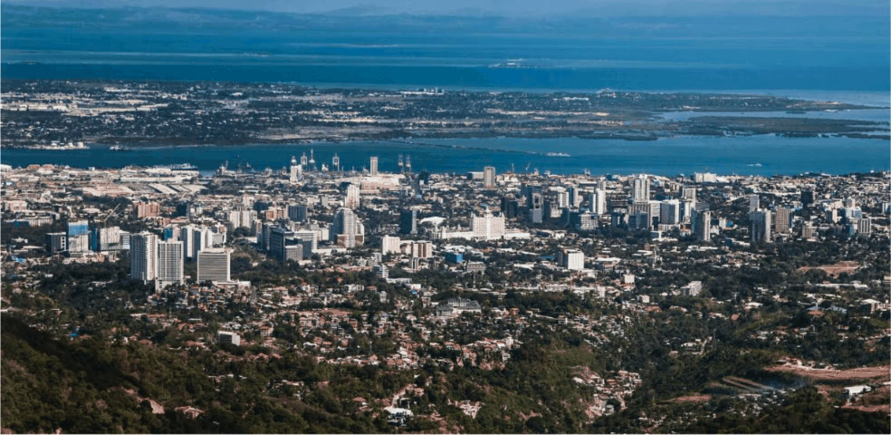 Panorama of Cebu City and Mandaue with Mactan Island across the channel