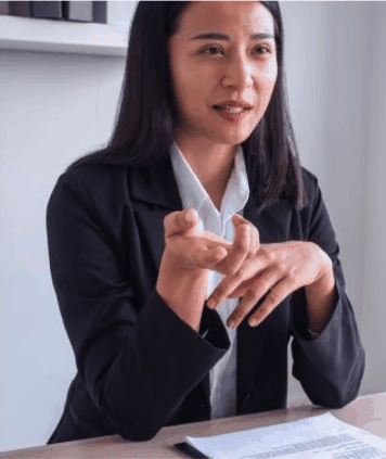 Translator interpreting at an event