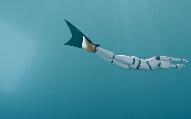 Diver with a carbon competition monofin and orange hydro wing