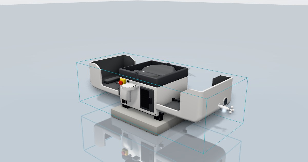 DJI Dock 3 reconstruction with the cover open, inside its published dimension envelope