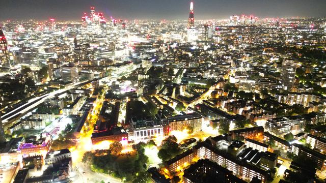 Waterloo by night, drone photo, Sep 2024