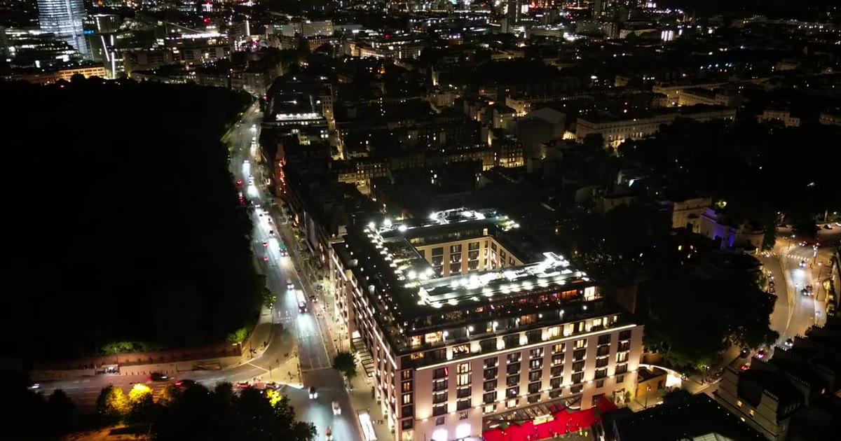 Night drone view over London